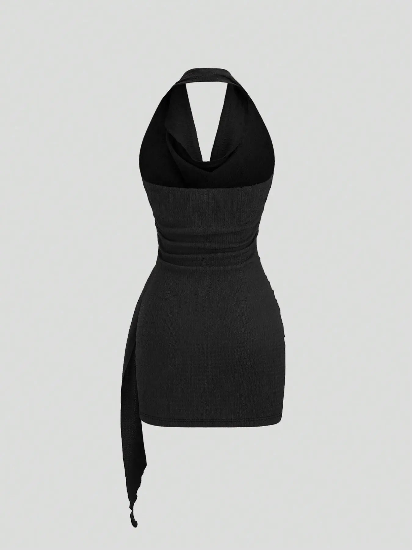 Women's Solid Color Halter Dress - Elegant Backless Design for Casual Office Wear and Daily Use, Stylish and Comfortable