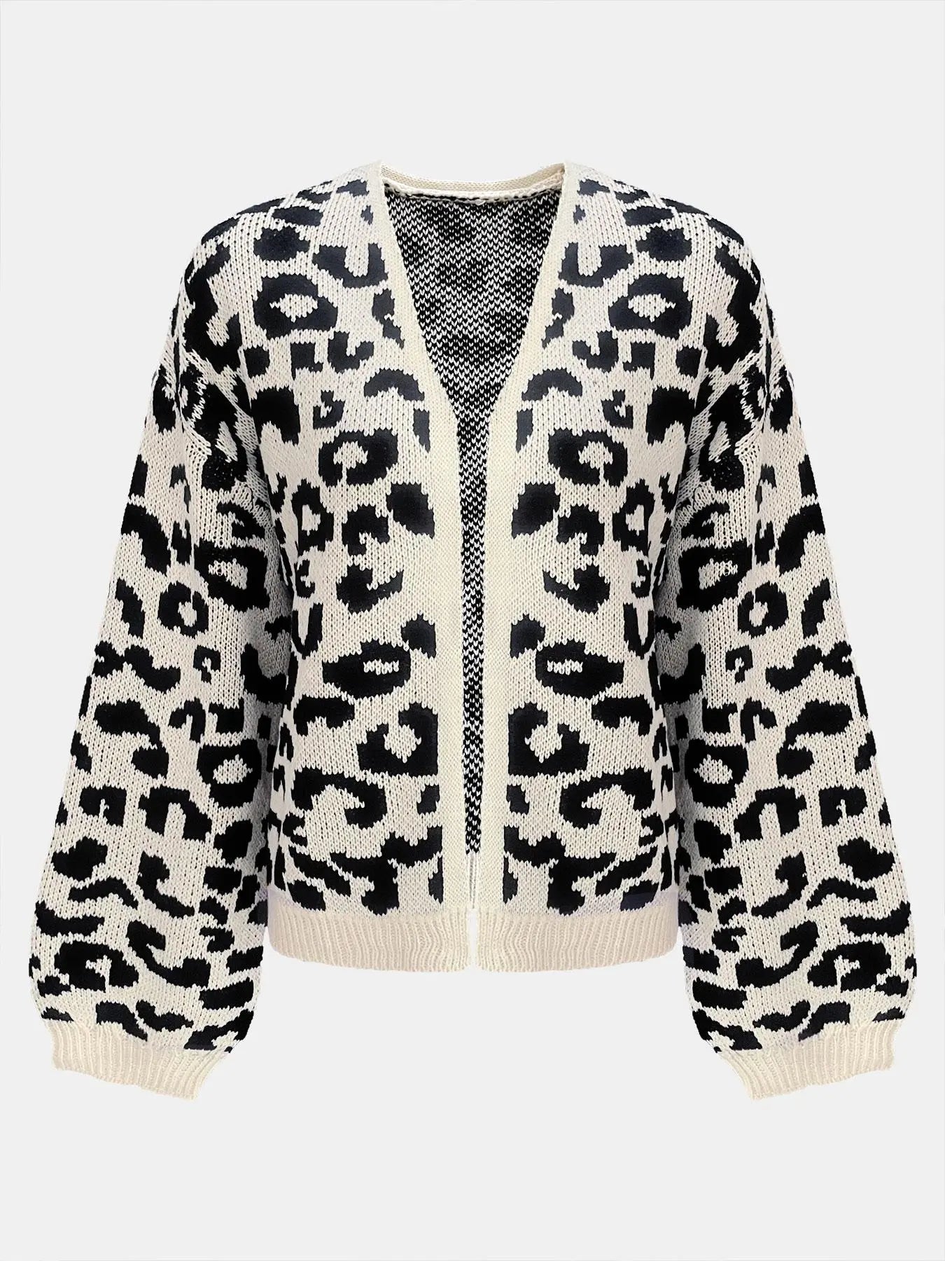 Women'S Colorblock Leopard Drop Shoulder Cardigan, Casual Long Sleeve Open Front Knitwear for Fall & Winter, Fashion Women'S Knit Clothing for Daily Wear, Knitted Cardigan Tops