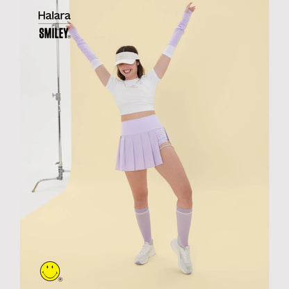 Halara X Smiley® Breezeful™ High-Waisted Pleated 2-In-1 Asymmetric Hem Quick-Dry Mini Sports Dance Skirt with Pockets