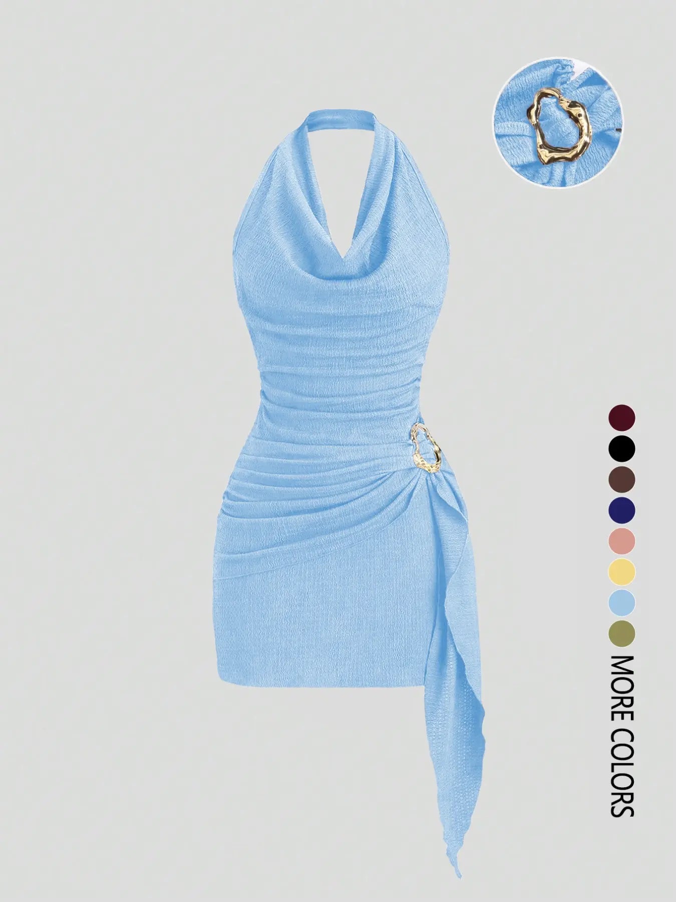 Women's Solid Color Halter Dress - Elegant Backless Design for Casual Office Wear and Daily Use, Stylish and Comfortable
