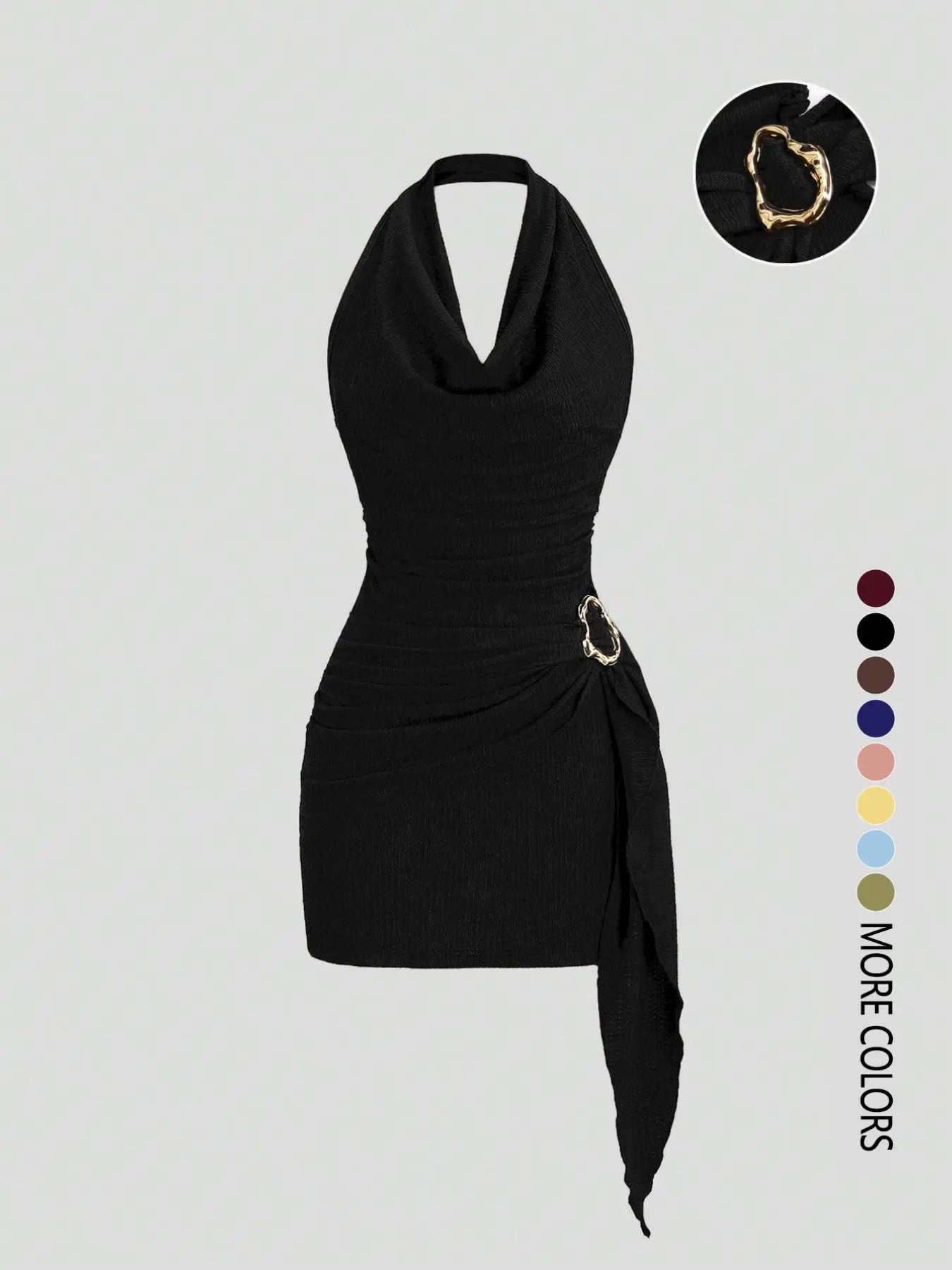 Women's Solid Color Halter Dress - Elegant Backless Design for Casual Office Wear and Daily Use, Stylish and Comfortable