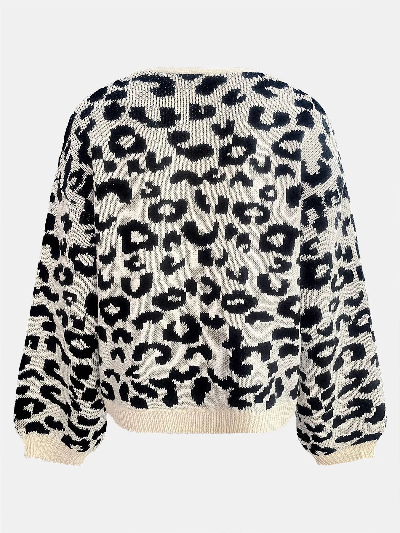 Women'S Colorblock Leopard Drop Shoulder Cardigan, Casual Long Sleeve Open Front Knitwear for Fall & Winter, Fashion Women'S Knit Clothing for Daily Wear, Knitted Cardigan Tops