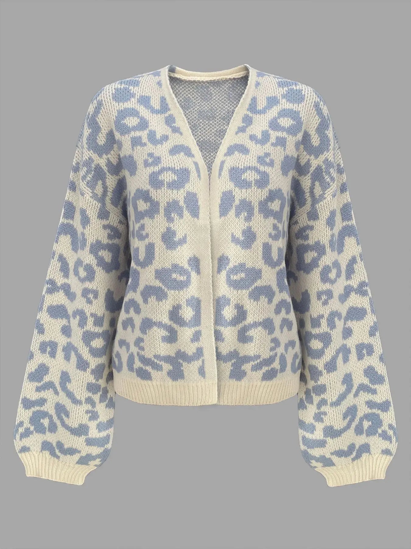 Women'S Colorblock Leopard Drop Shoulder Cardigan, Casual Long Sleeve Open Front Knitwear for Fall & Winter, Fashion Women'S Knit Clothing for Daily Wear, Knitted Cardigan Tops