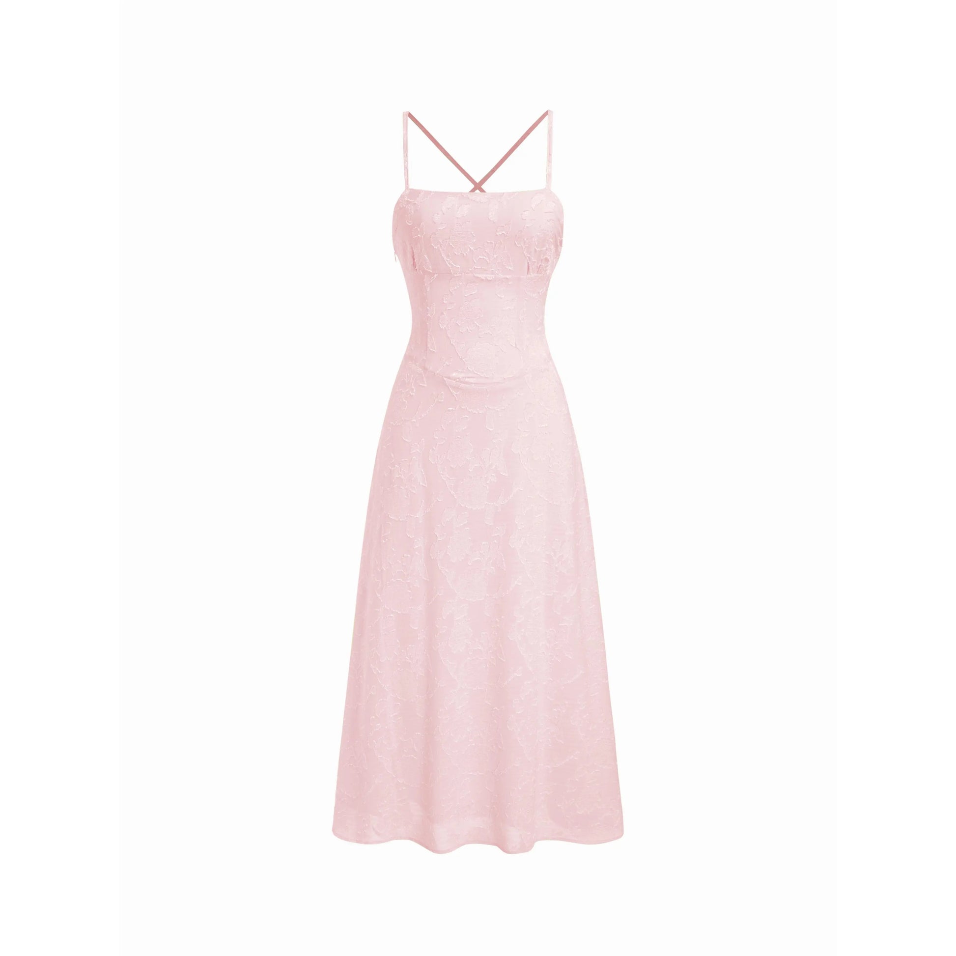 Cider Jacquard Floral A-Line Maxi Dress with Tie Back Detail