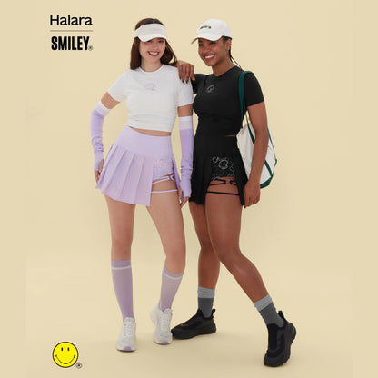 Halara X Smiley® Breezeful™ High-Waisted Pleated 2-In-1 Asymmetric Hem Quick-Dry Mini Sports Dance Skirt with Pockets
