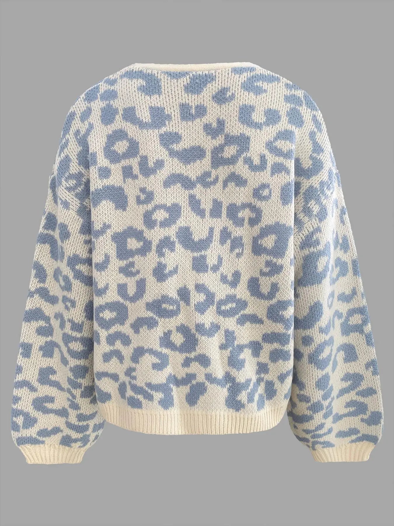Women'S Colorblock Leopard Drop Shoulder Cardigan, Casual Long Sleeve Open Front Knitwear for Fall & Winter, Fashion Women'S Knit Clothing for Daily Wear, Knitted Cardigan Tops