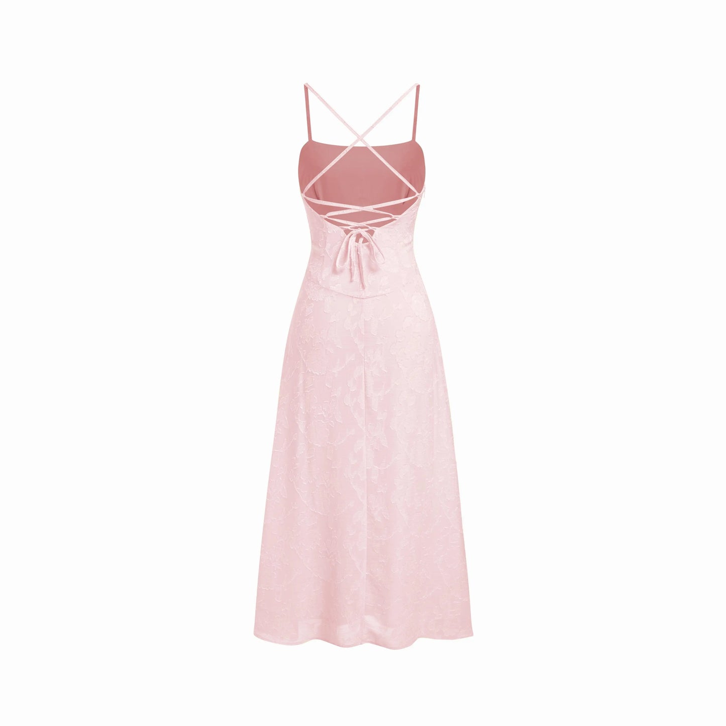 Cider Jacquard Floral A-Line Maxi Dress with Tie Back Detail
