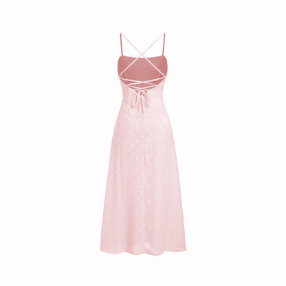 Cider Jacquard Floral A-Line Maxi Dress with Tie Back Detail