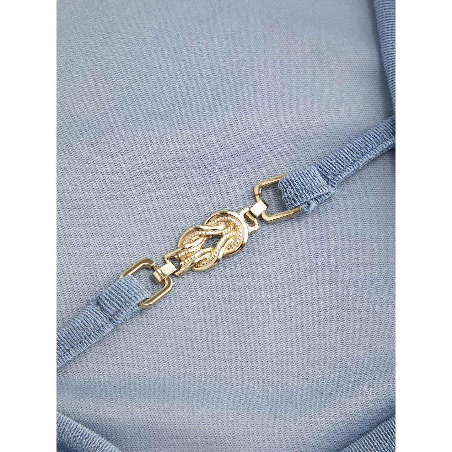 Cider Boat Neck Backless Mini Dress with Chain Detail and Ruched Design