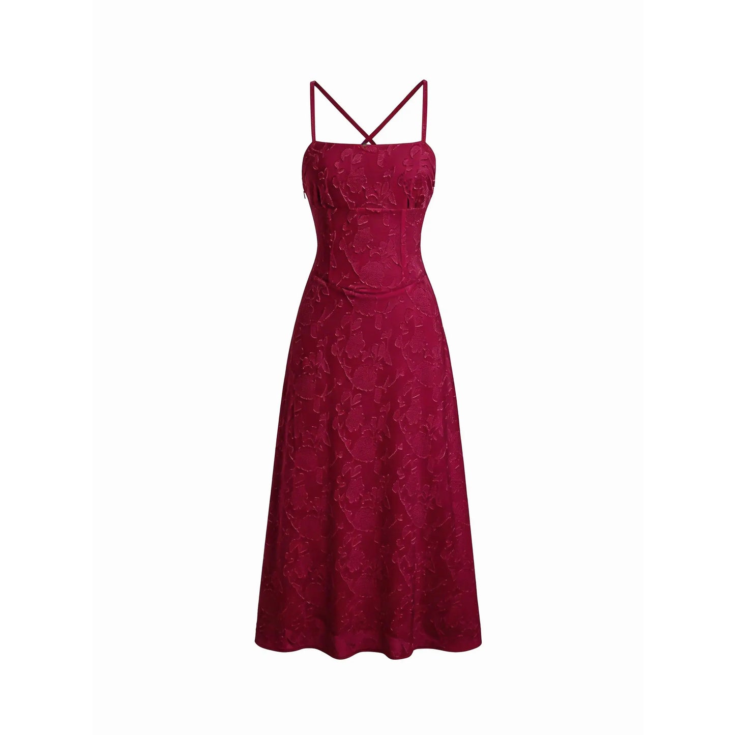 Cider Jacquard Floral A-Line Maxi Dress with Tie Back Detail