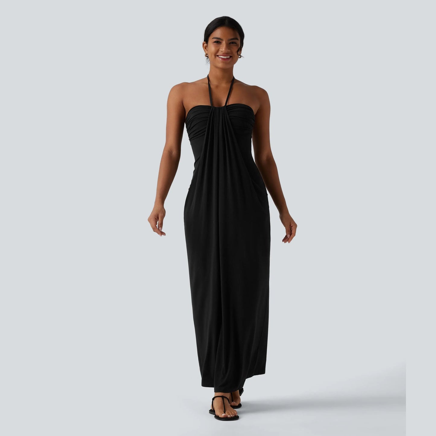 【Creator’S Pick】Halara Halter Tie Back Maxi Dress with Pockets