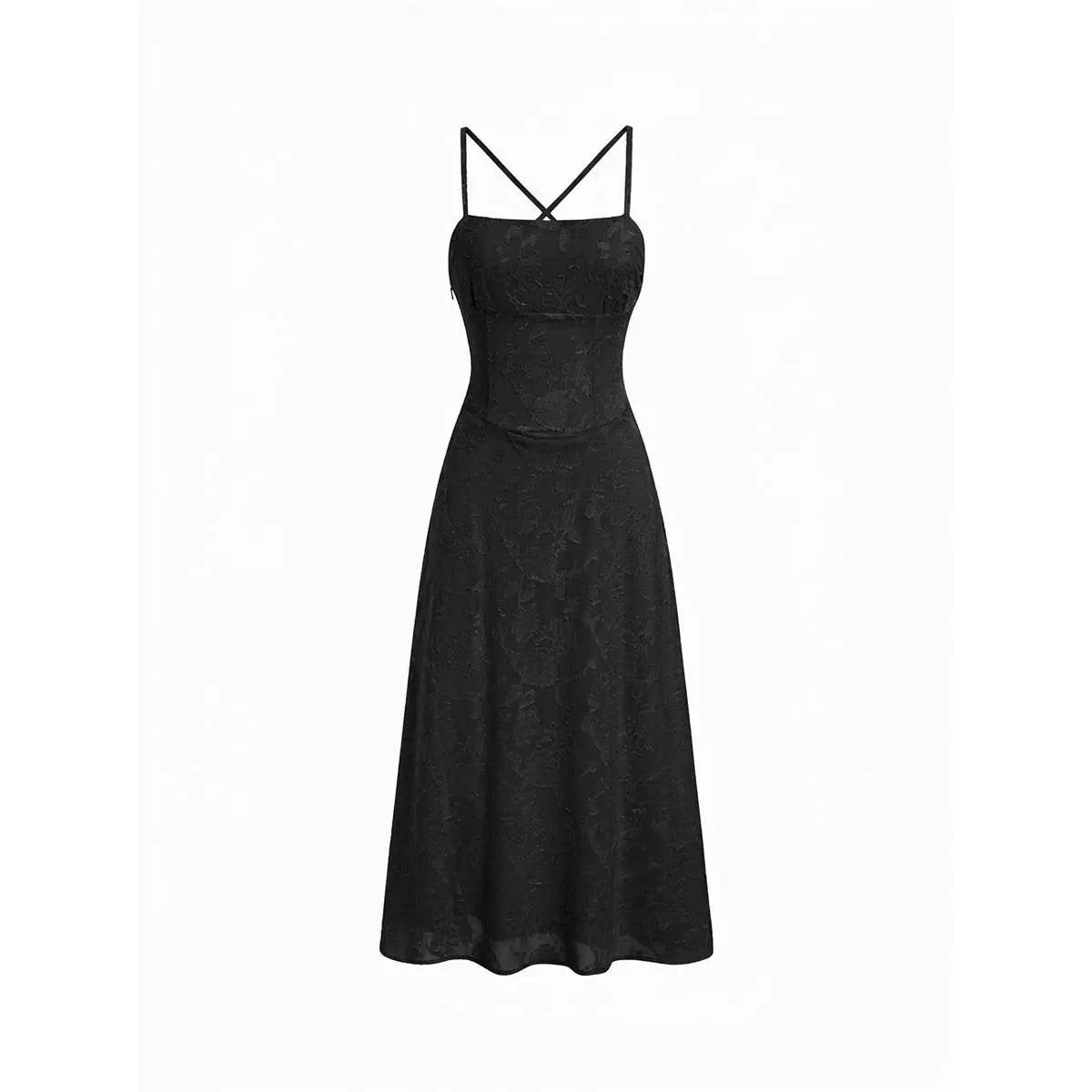 Cider Jacquard Floral A-Line Maxi Dress with Tie Back Detail