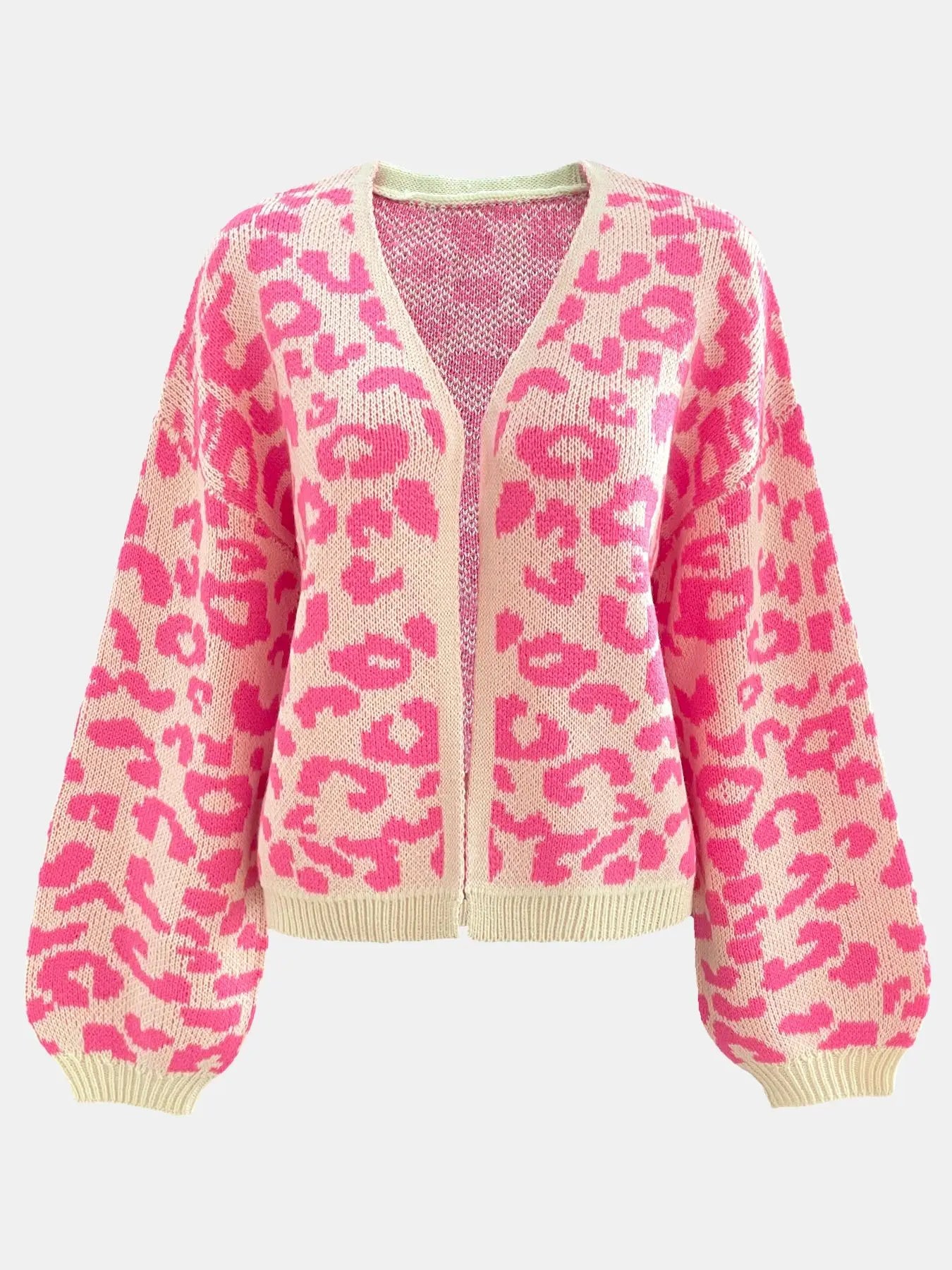 Women'S Colorblock Leopard Drop Shoulder Cardigan, Casual Long Sleeve Open Front Knitwear for Fall & Winter, Fashion Women'S Knit Clothing for Daily Wear, Knitted Cardigan Tops
