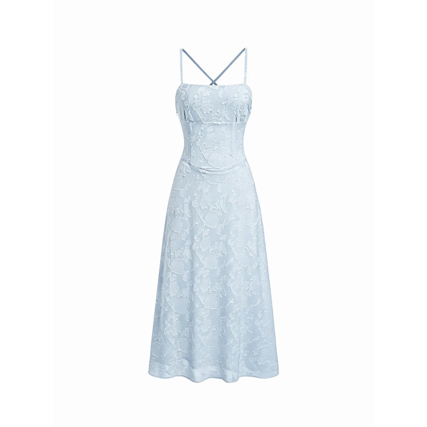 Cider Jacquard Floral A-Line Maxi Dress with Tie Back Detail