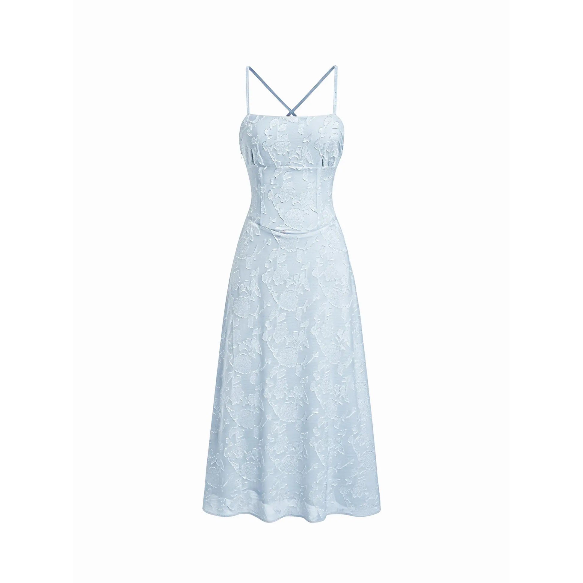 Cider Jacquard Floral A-Line Maxi Dress with Tie Back Detail